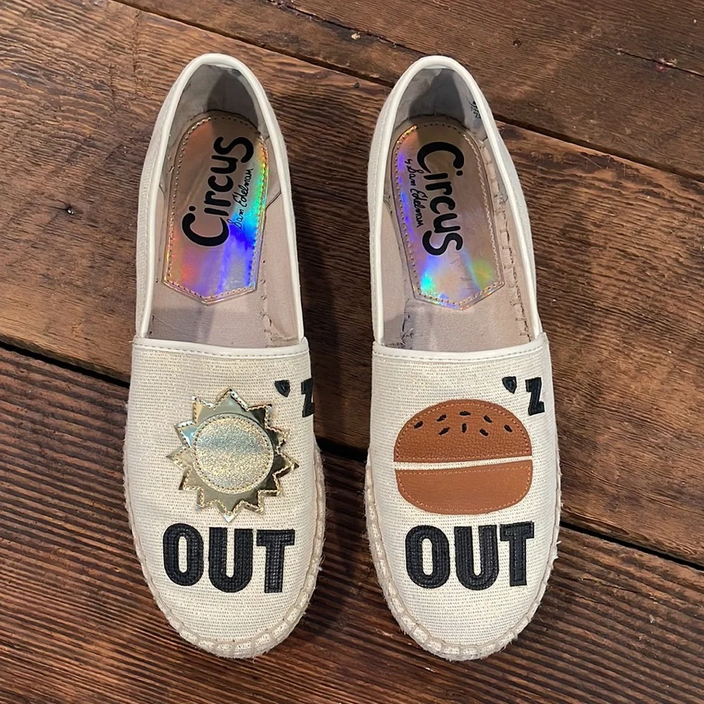 CIRCUS BY SAM EDELMAN LENI 3 ESPADRILLES SUN’Z OUT BUN’Z OUT SLIP ON FLATS